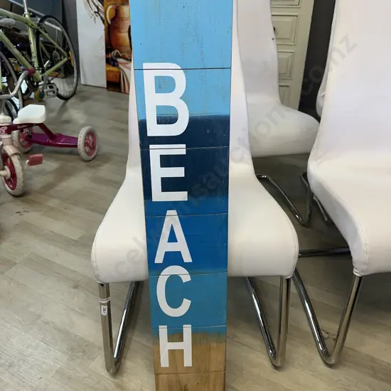 Wooden Painted Beach Wall Art 100x18cm.