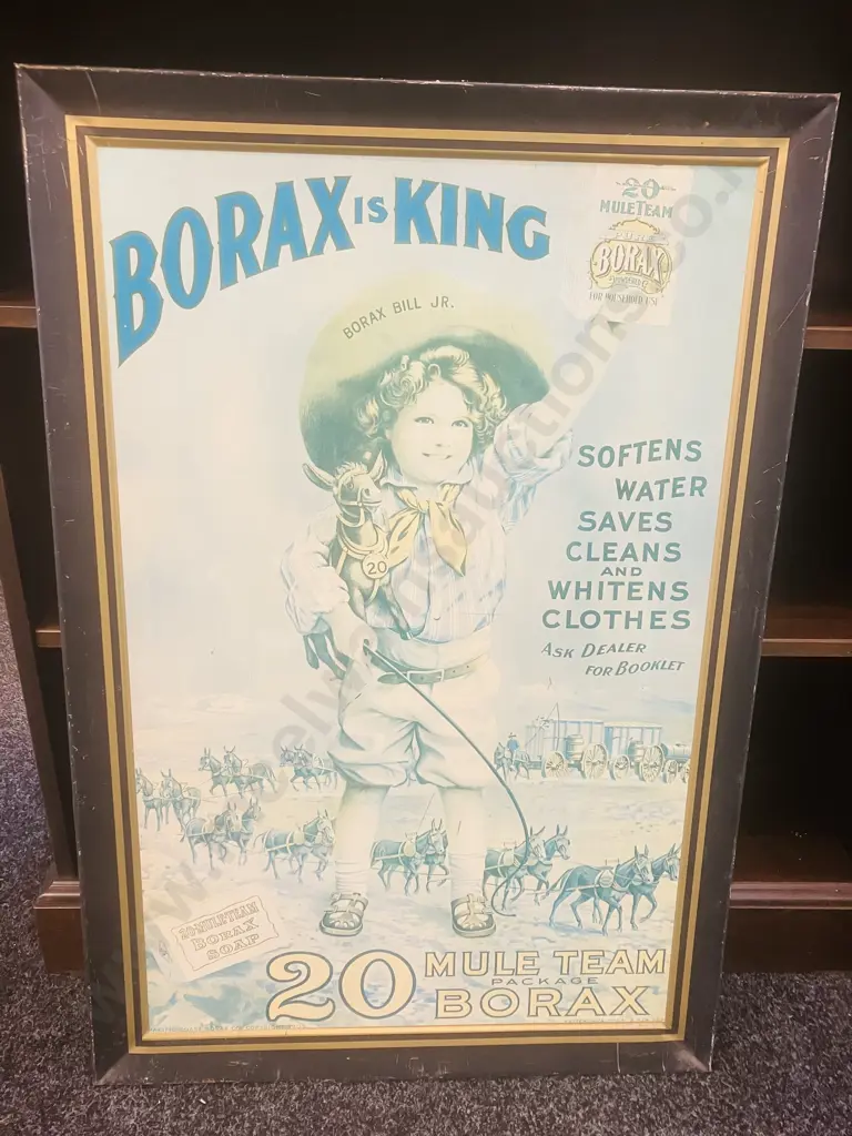 Vintage Borax is King 20 Mule Team Borax Metal Advertising Sign. 88 x 60cm Image 1++
