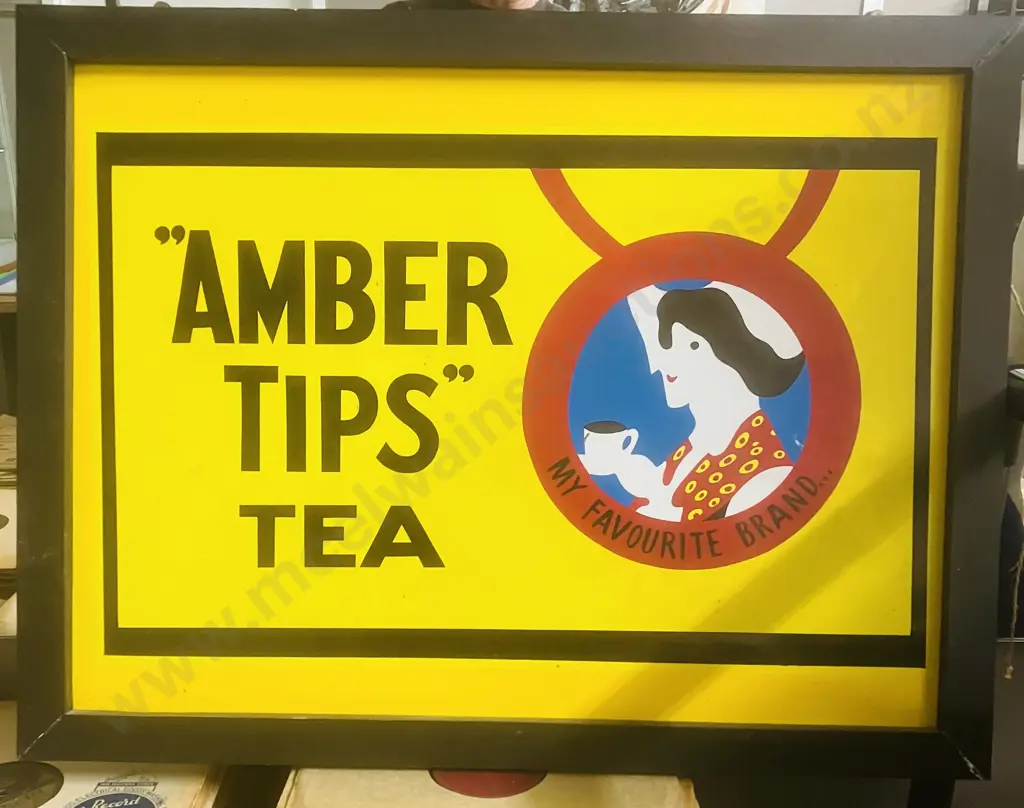 Vintage "Amber Tips" Tea Metal Advertising Sign. 50 x 65cm Image 1++