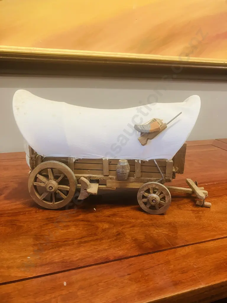 Western Folk Art Handmade 33cm Conestoga Covered Wagon Image 1++