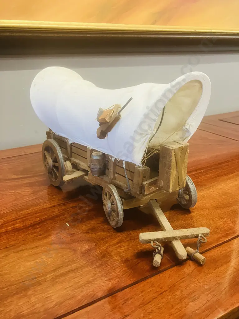 Western Folk Art Handmade 33cm Conestoga Covered Wagon Image 1++