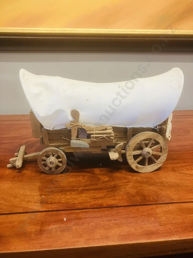 Western Folk Art Handmade 33cm Conestoga Covered Wagon Image 1++