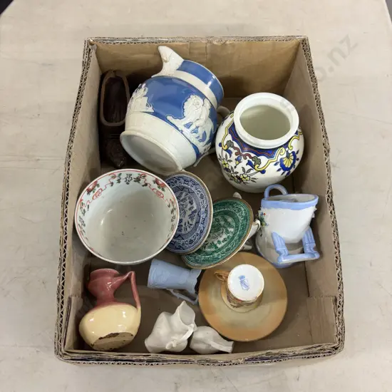 Box of Assorted Antique Porcelain items etc