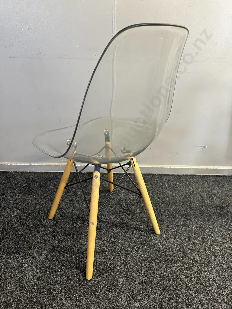 Transparent Acrylic Dining Chair With Wooden Dowel Legs Image 1++