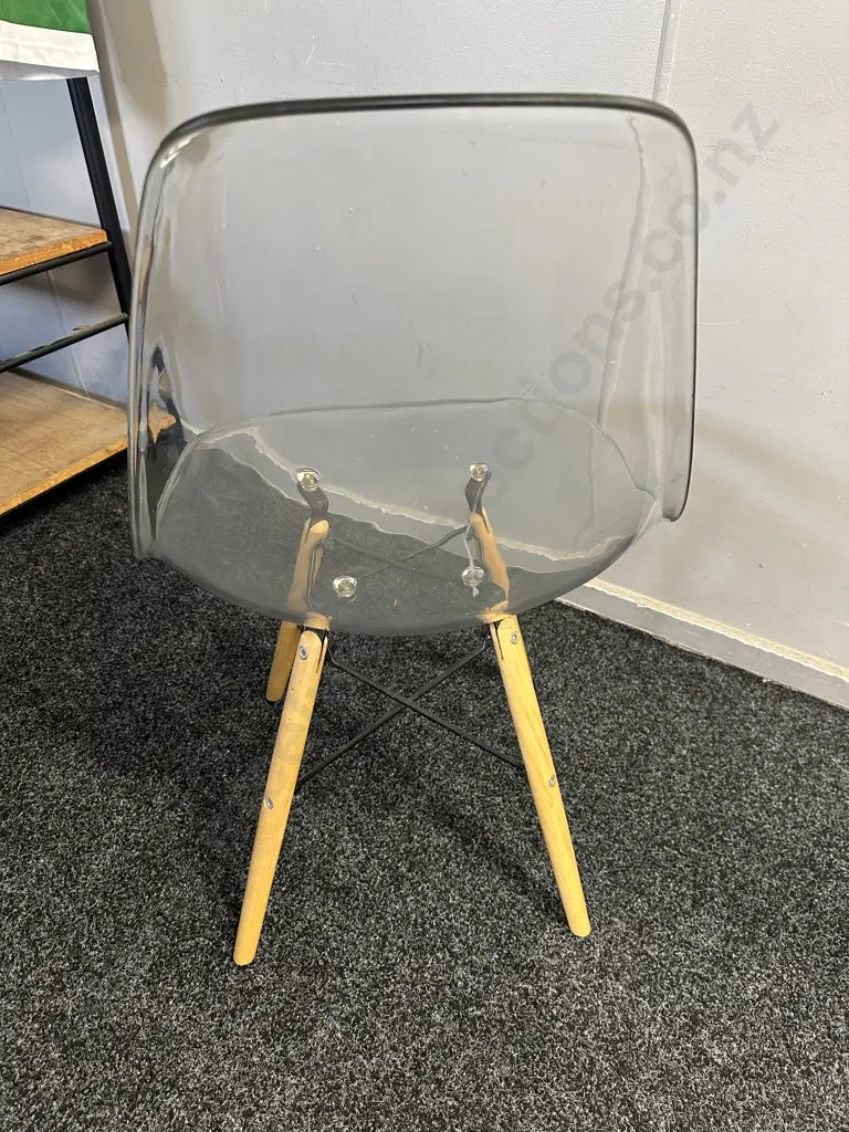Transparent Acrylic Dining Chair With Wooden Dowel Legs Image 1++