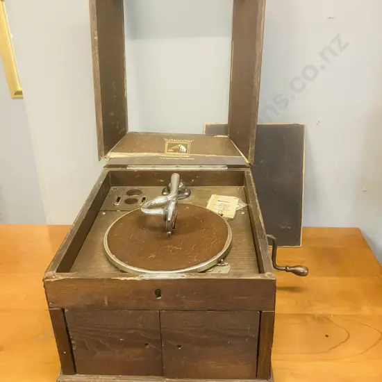 Early 20th Century His Masters Voice Gramophone In As Found Condition