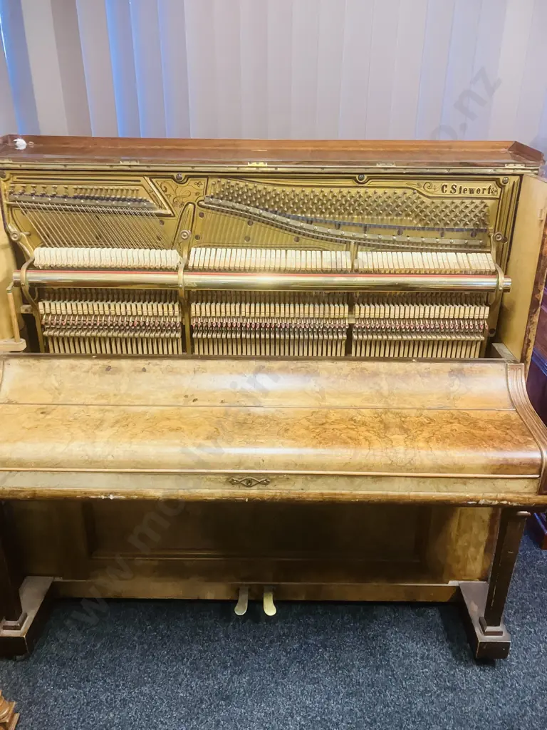 1940's C.Siewert Upright Piano With Piano Stool Image 1++