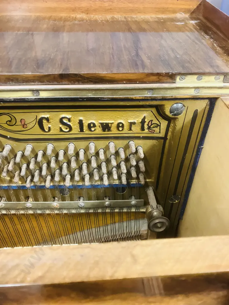 1940's C.Siewert Upright Piano With Piano Stool Image 1++
