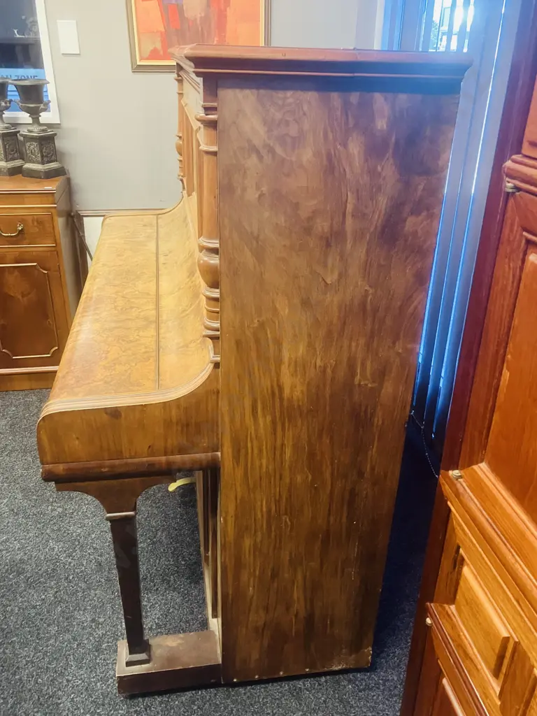 1940's C.Siewert Upright Piano With Piano Stool Image 1++