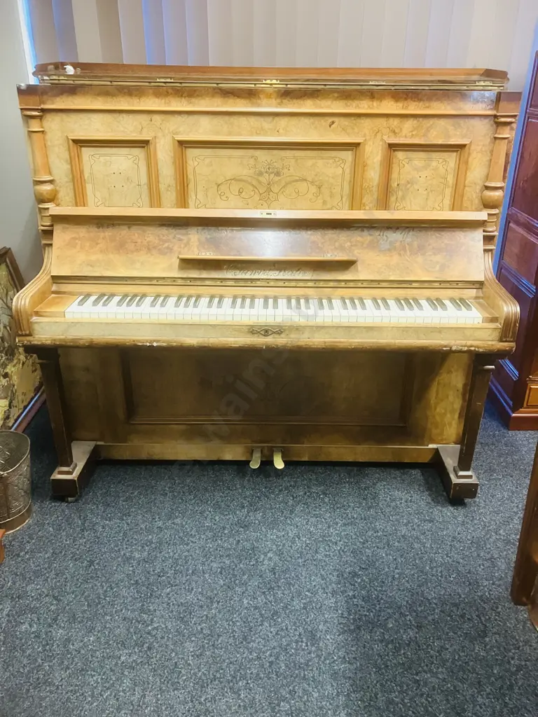 1940's C.Siewert Upright Piano With Piano Stool Image 1++
