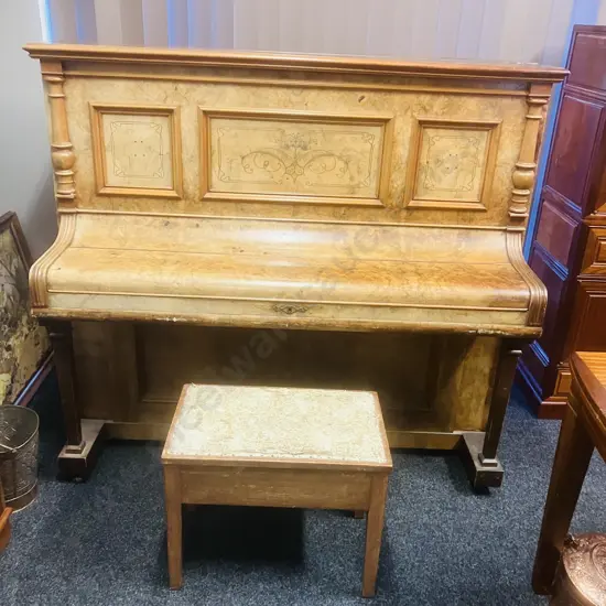 1940's C.Siewert Upright Piano With Piano Stool