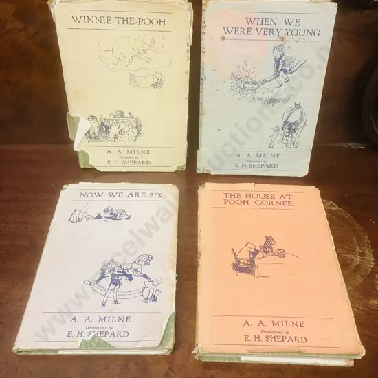 A.A. Milnes Winnie-The-Pooh, The House At Pooh Corner, Now We Are Six & When We Were Very Young, 1940's Hardcover
