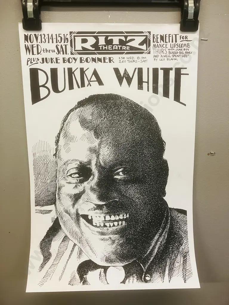 1974 Benefit Concert For Mance Lipscomb by Bukka White At The Ritz Theater Image 1++