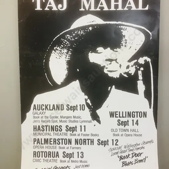 Vintage Taj Mahal Original New Zealand 1986 Tour Gig Poster