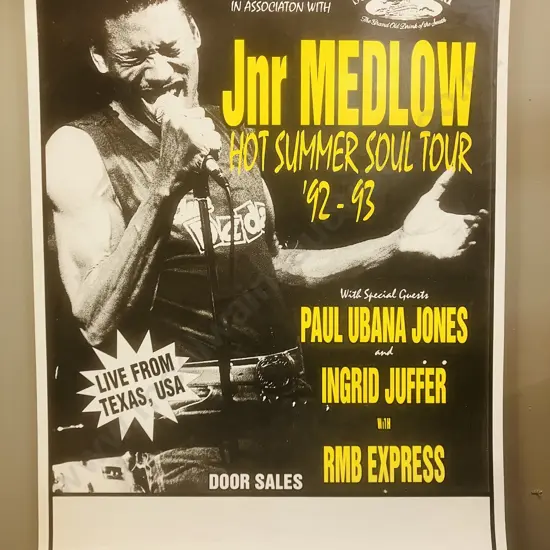 Vintage Jnr Medlow Hot Summer Soul Tour '92 - 93 Original New Zealand Tour Poster