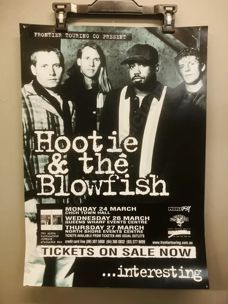 Vintage Hootie & The Blowfish Original New Zealand Tour Gig Poster Image 1++