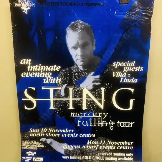 Vintage STING Mercury Falling Tour Original New Zealand Tour Gig Poster