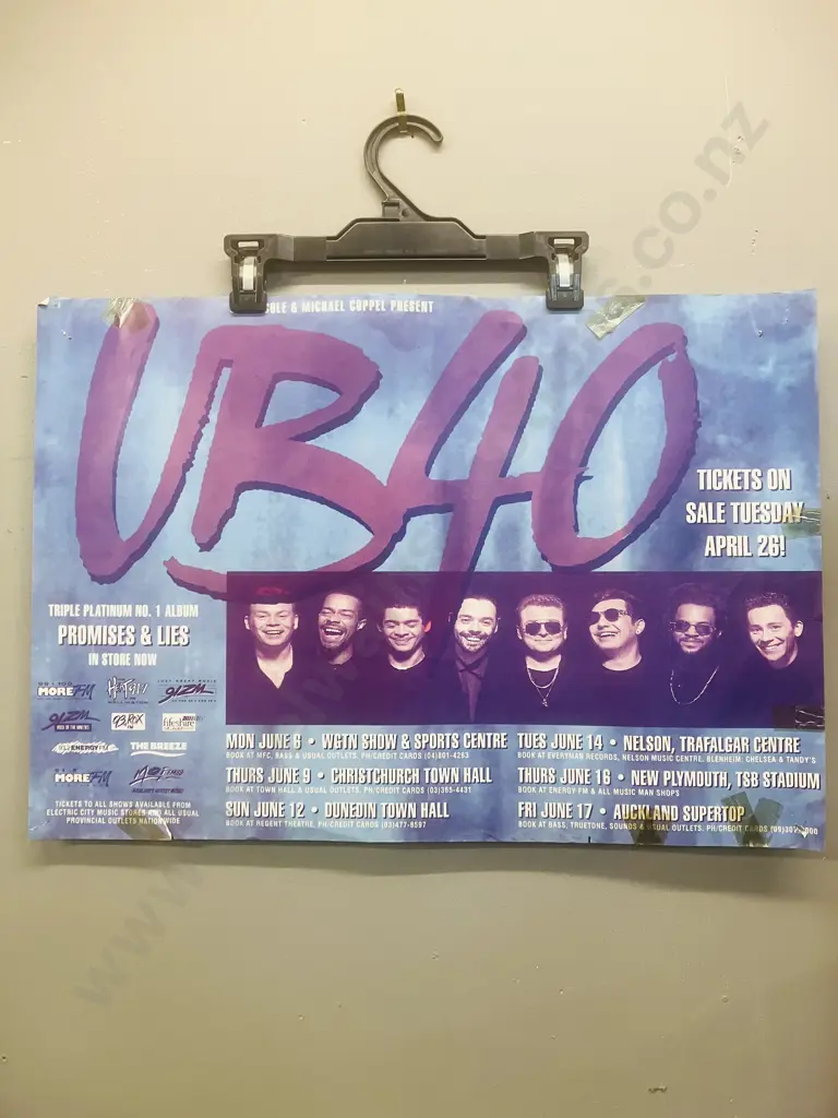 UB40 Promises & Lies & Original New Zealand Tour Gig Poster Image 1++