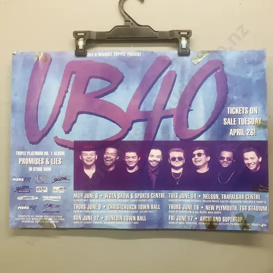 UB40 Promises & Lies & Original New Zealand Tour Gig Poster