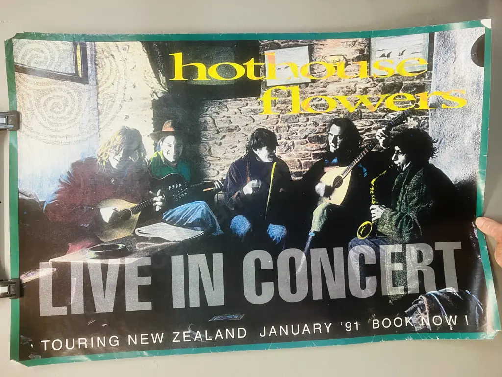 Hothouse Flowers January Original New Zealand Tour Gig Poster 1991 Image 1++