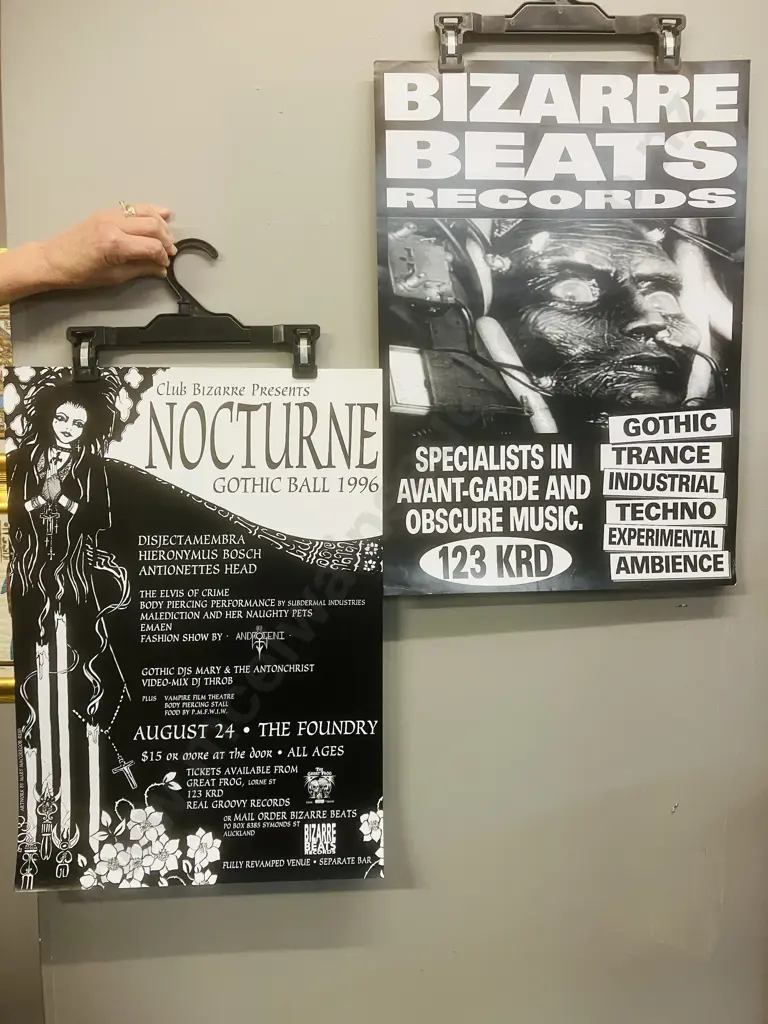 Club Bizarre Presents NOCTURNE Gothic Ball 1996 Promo Poster & Bizarre Beats Records 123 KRD Poster Image 1++
