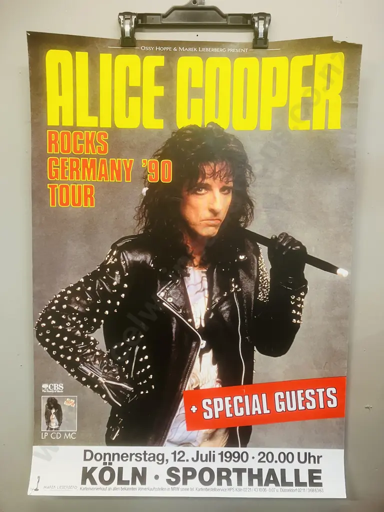 Alice Cooper Rare Vintage Original 1990 Concert Poster & 1991 Hey Stoopid Album Promo Poster Image 1++