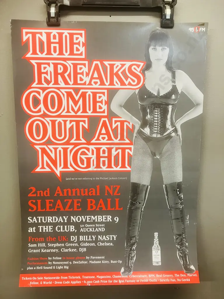 Rare Vintage 'The Freaks Come Out At Night' 2nd Annual NZ Sleaze Ball Advertising Poster Image 1++