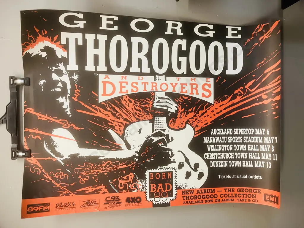 George Thorogood And The Destroyers 'Born To Be Bad Tour' Poster 1989 New Zealand Image 1++