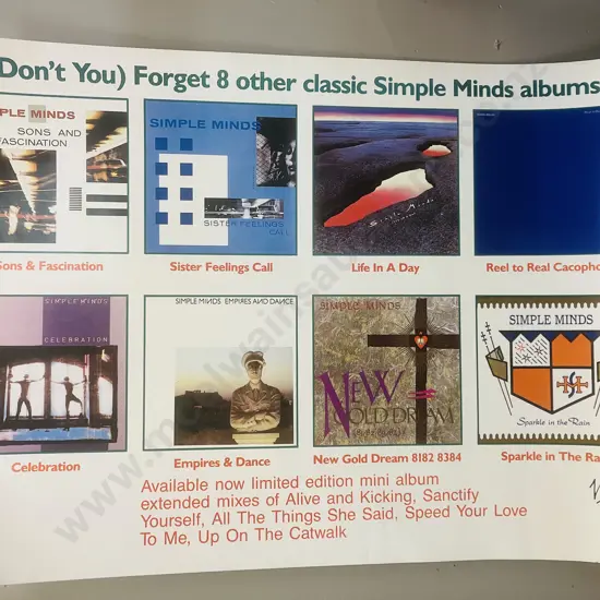 Vintage Rare Simple Minds Once Upon A Time Promo Poster