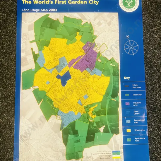Vintage Letchworth Garden City Centenary 1903-2003 'The World's First Garden City' Land Usage Map 2003