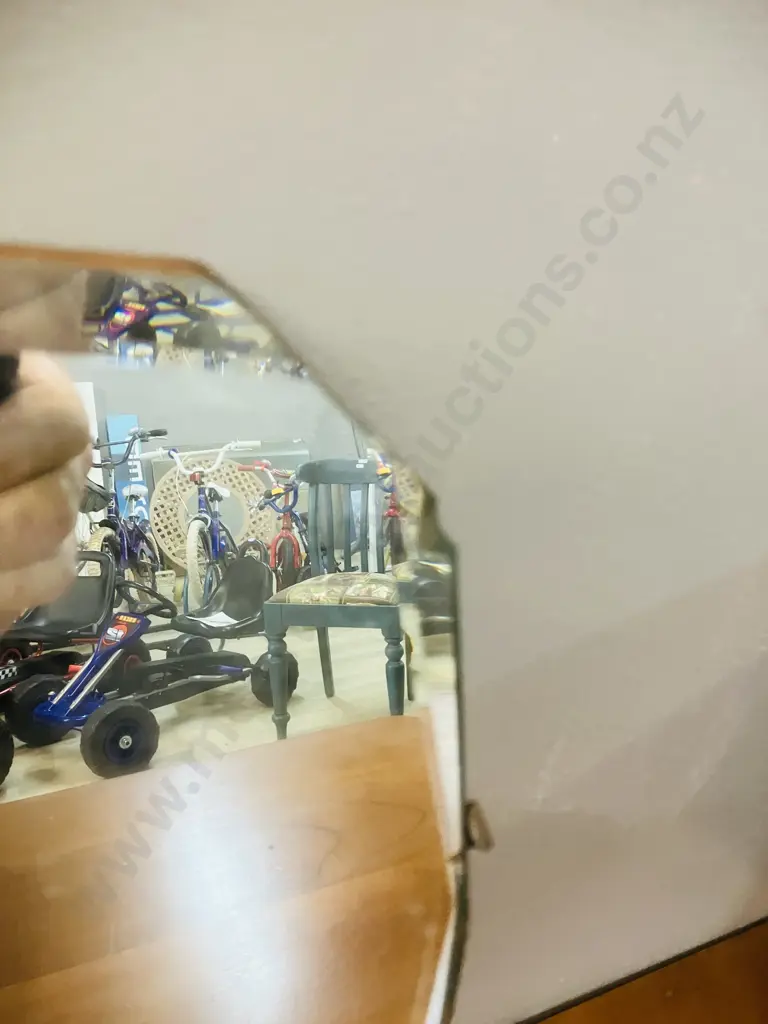 Art Deco Wall Mirror With Frosted Fishes 35.5 x 5.5cm (As Found) Image 1++