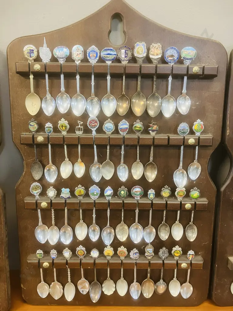Collectors Souvenirs Teaspoons x 136 On Three Wall Mount Display Boards (As Found) Image 1++