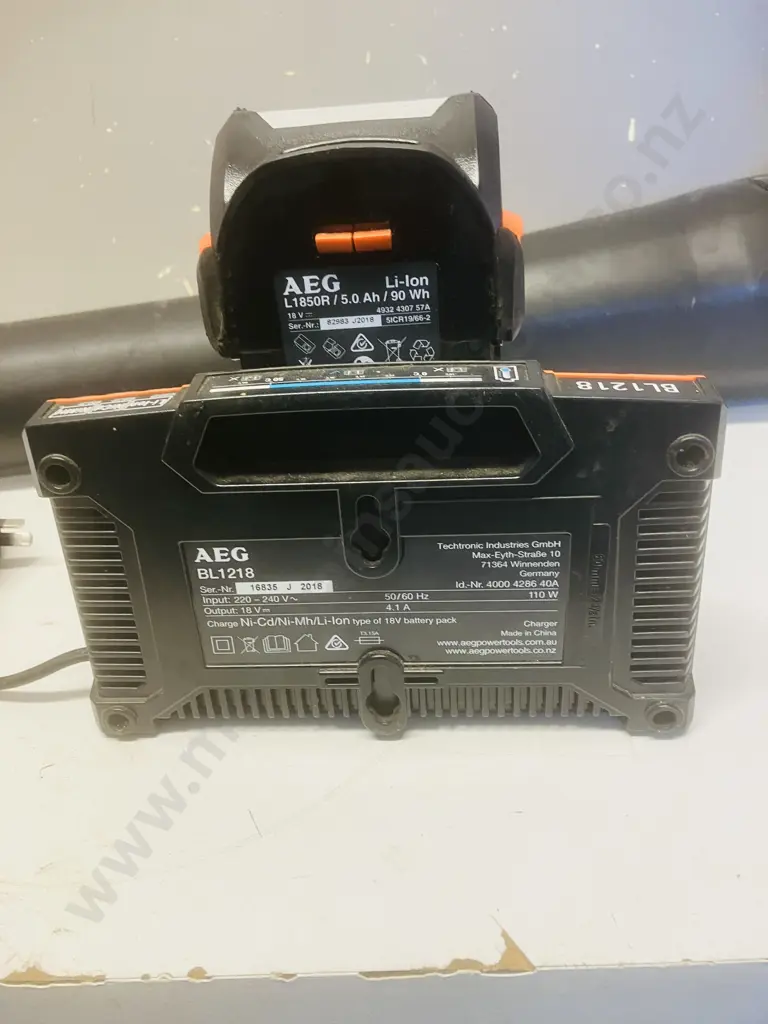 AEG 18V Cordless Blower ABL18B With Pair of 5.0Ah Batteries & BL1218 Charger Image 1++