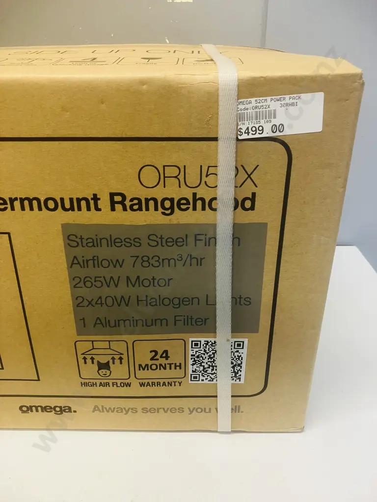 Omega 52cm Undermount Rangehood ORU52X Stainless Steel Finish, 783 m3 / hr Image 1++