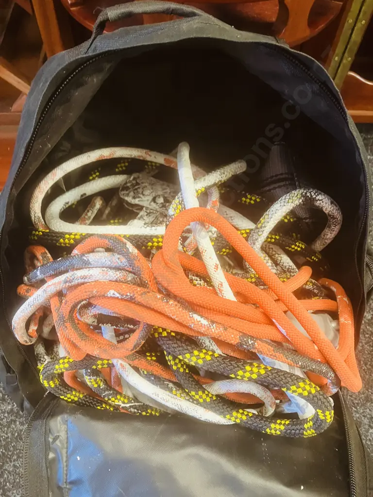 Adult Climbing Harness with two Climbing Ropes in Zero Harness Gear Bag (Used On Paint Job) Image 1++