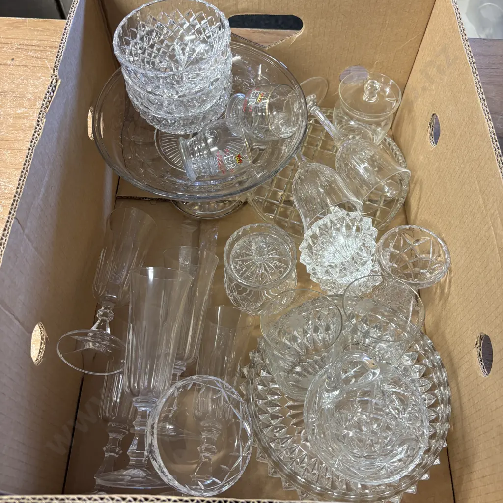Box Assorted Crystal and Glassware Image 1++