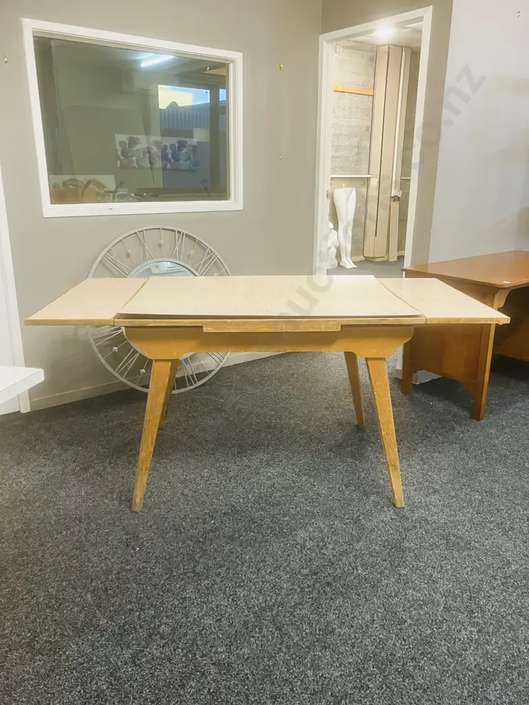 Vintage Mid-Century Formica & Wood Extension Dining Table - As Found Image 1++
