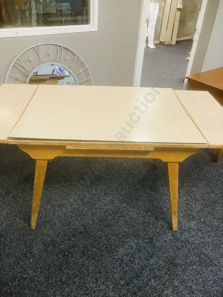 Vintage Mid-Century Formica & Wood Extension Dining Table - As Found Image 1++