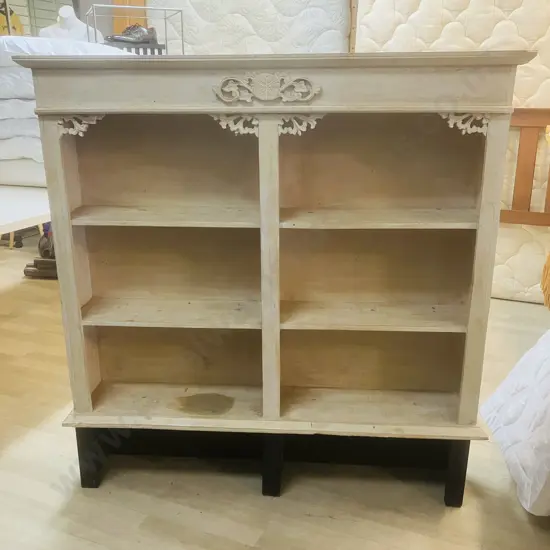 Vintage French Oak Style Whitewashed Bookcase. H122 W120 D22cm