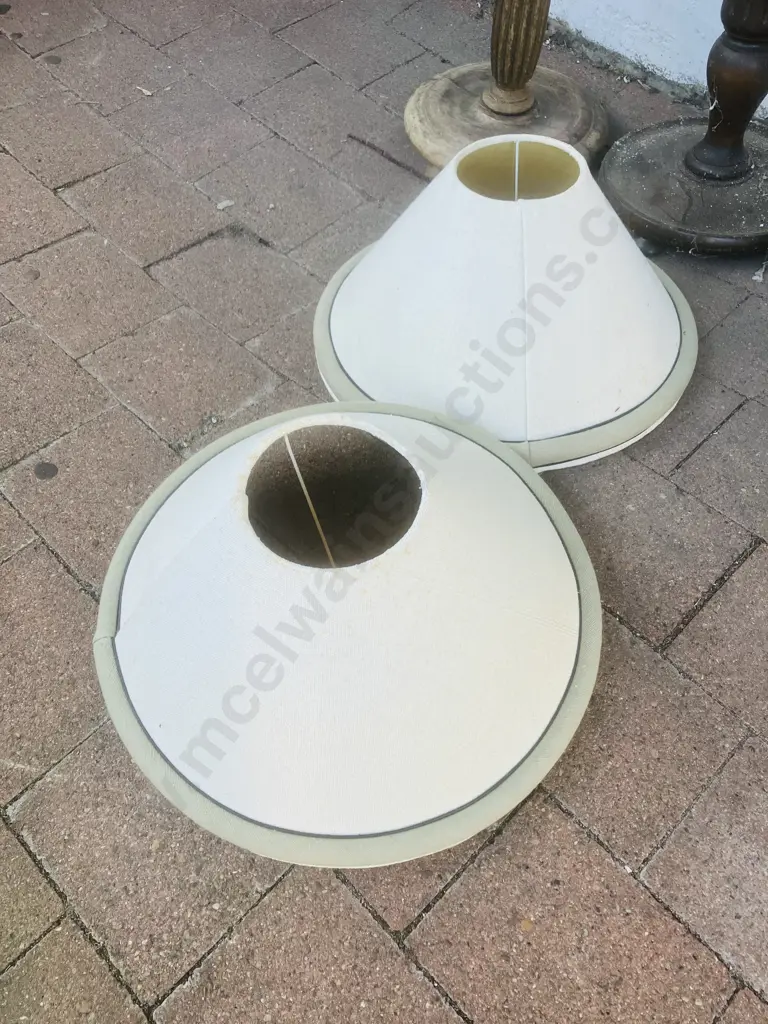 Pair of Wooden Standard Lamps With Shades (As Found Condition) Image 1++