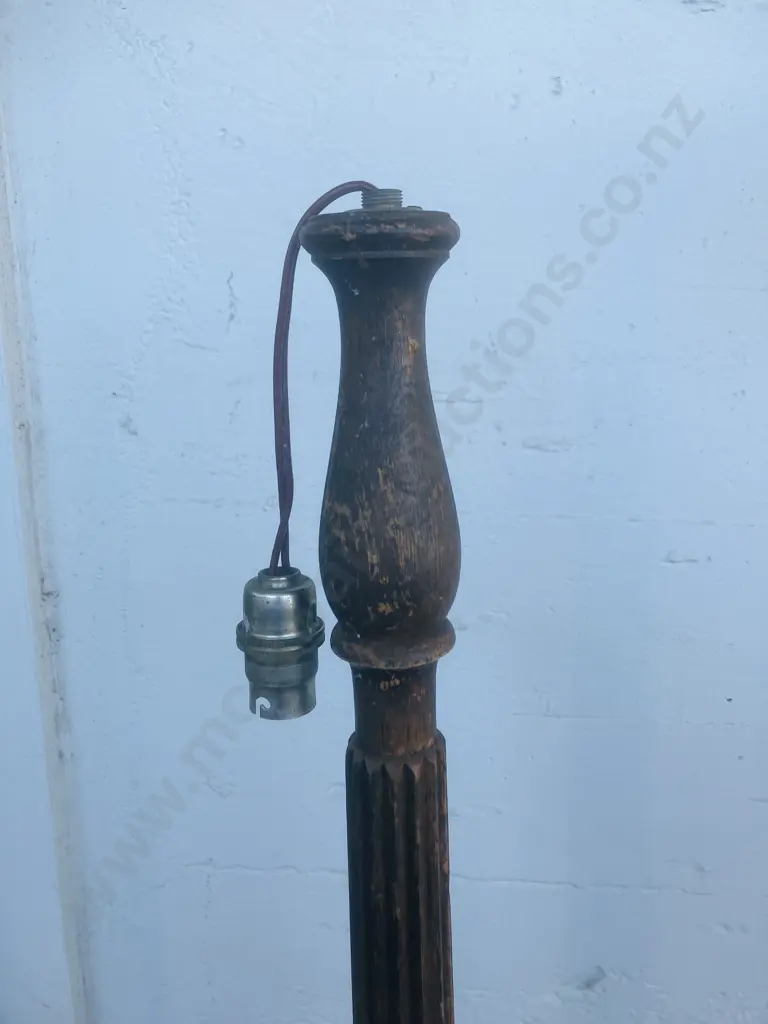 Pair of Wooden Standard Lamps With Shades (As Found Condition) Image 1++