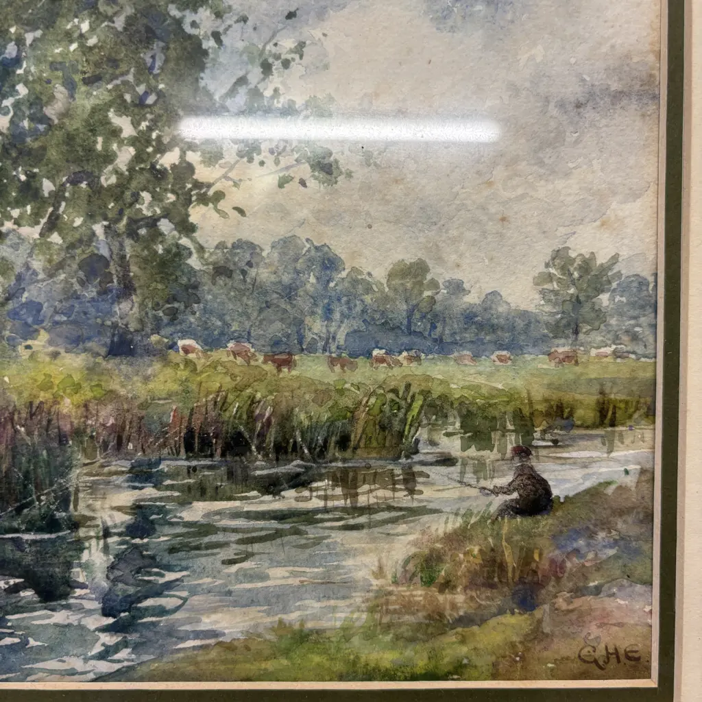 Original Framed Watercolour.  Signed GHE (G. Herbert Elliott?) 47 x 40cm incl frame Image 1++