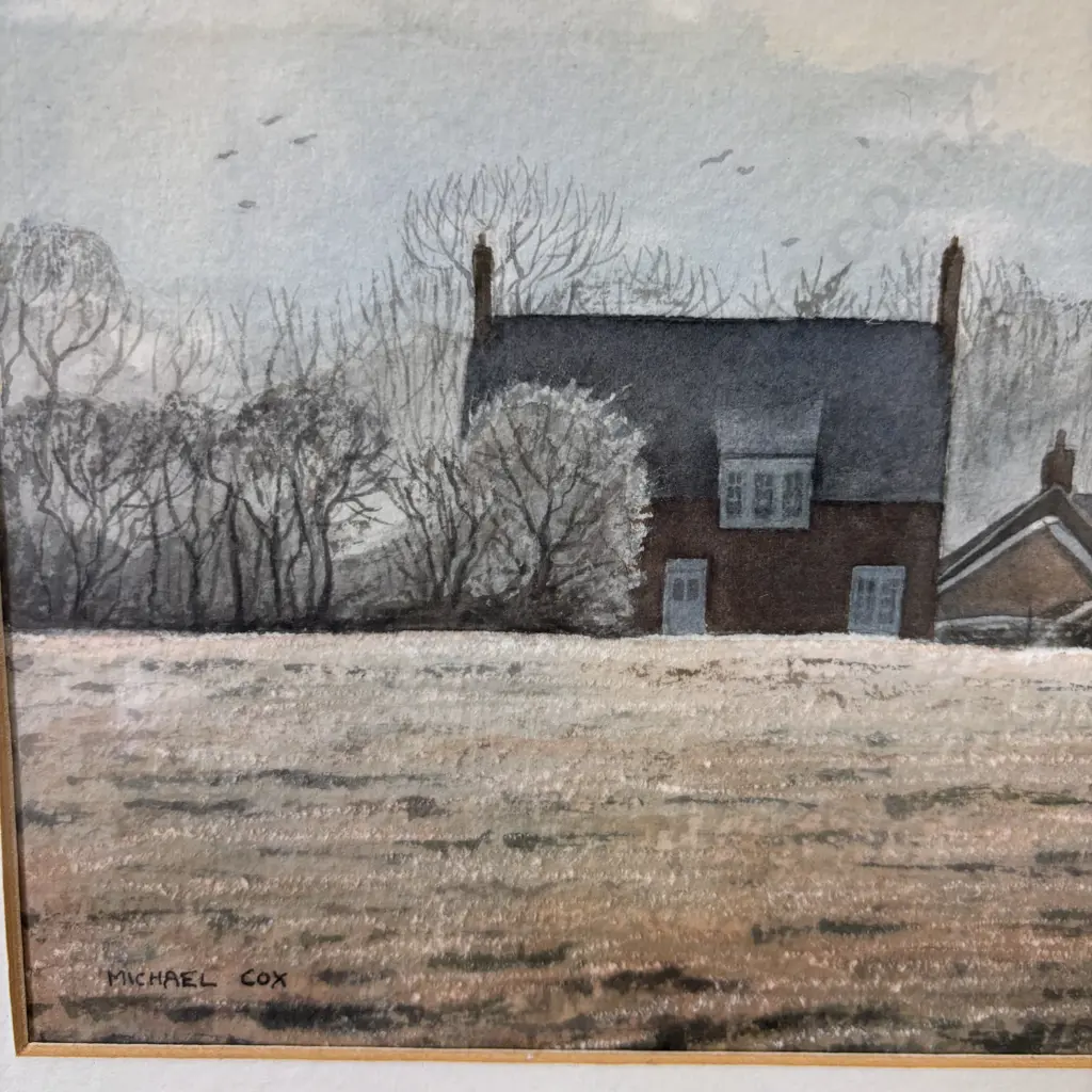 Original Framed Watercolour titled "Winter Walk" by Michael Cox. Signed. 58 x 46cm incl frame Image 1++