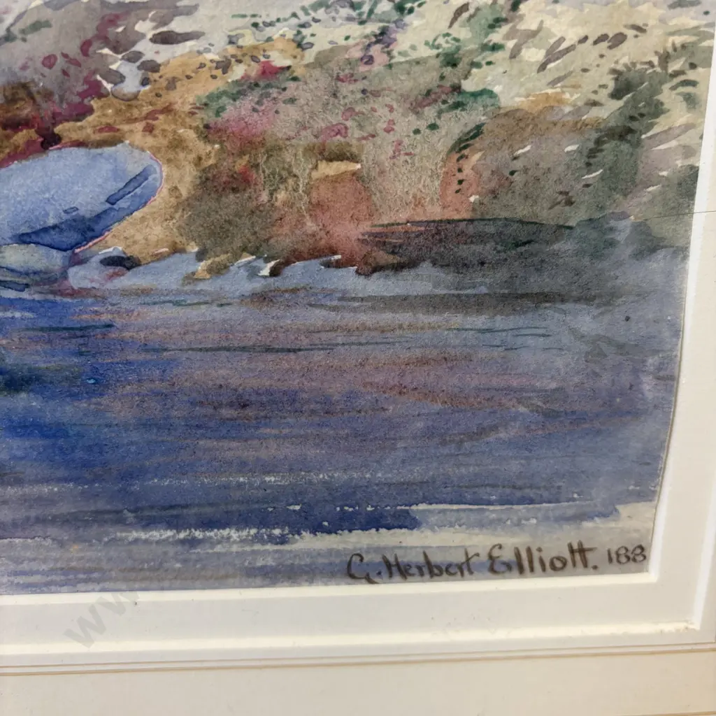 Original Framed Watercolour Signed G Herbert Elliott. 99 x 80cm incl frame Image 1++