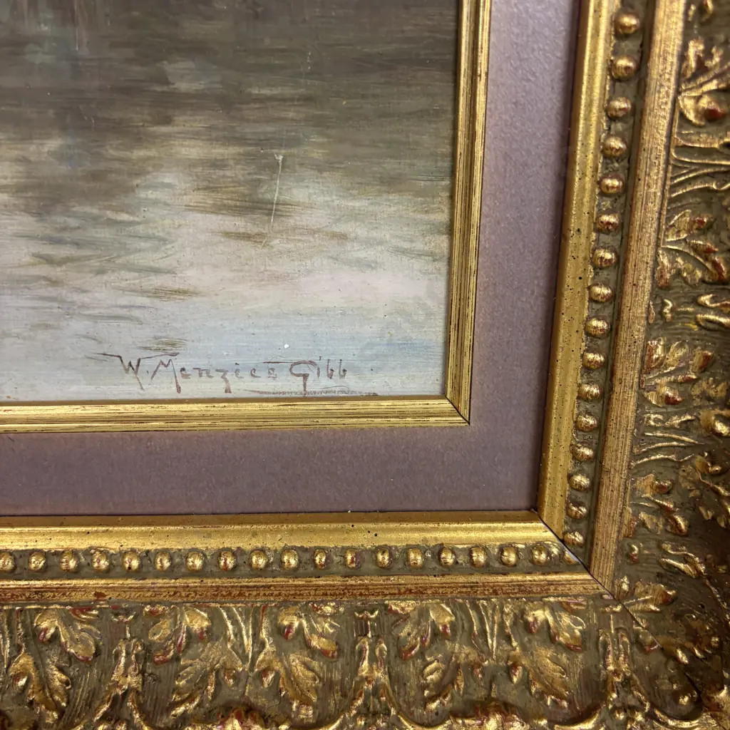 Original Framed Artwork by William Menzies Gibb. Signed. Heavily Gilded frame. 62 x 43cm incl frame Image 1++