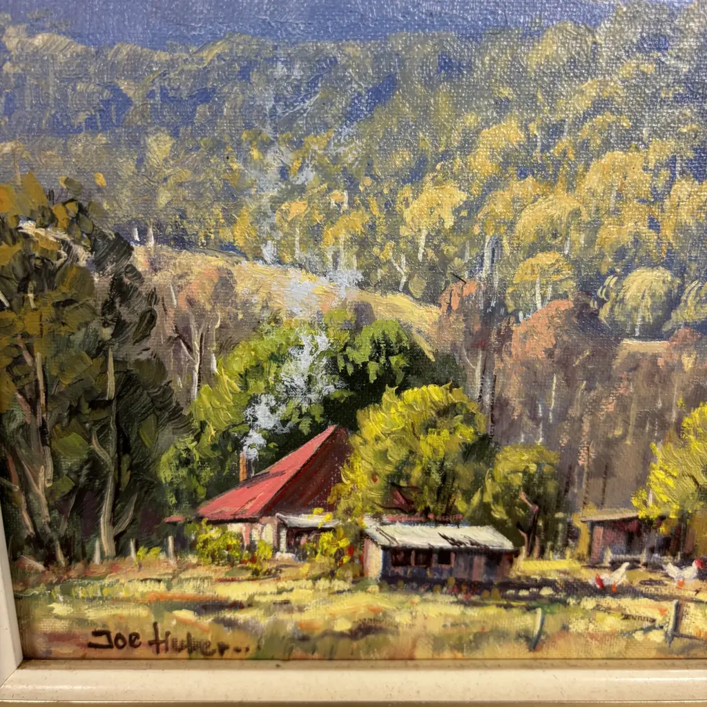 Framed Original Artwork signed Joe Huber. "Wee Jasper". 45 x 40cm incl frame Image 1++