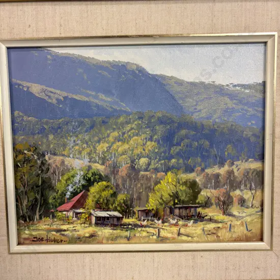 Framed Original Artwork signed Joe Huber. "Wee Jasper". 45 x 40cm incl frame