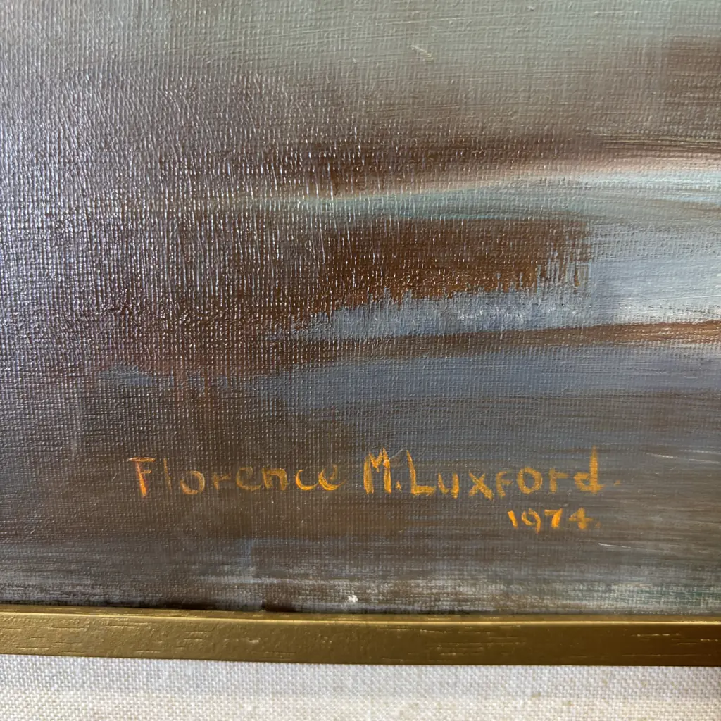 Framed and mounted Original Artwork on Board. Signed Florence M. Luxford 1974. Coastal Scene. 96x83cm incl frame Image 1++