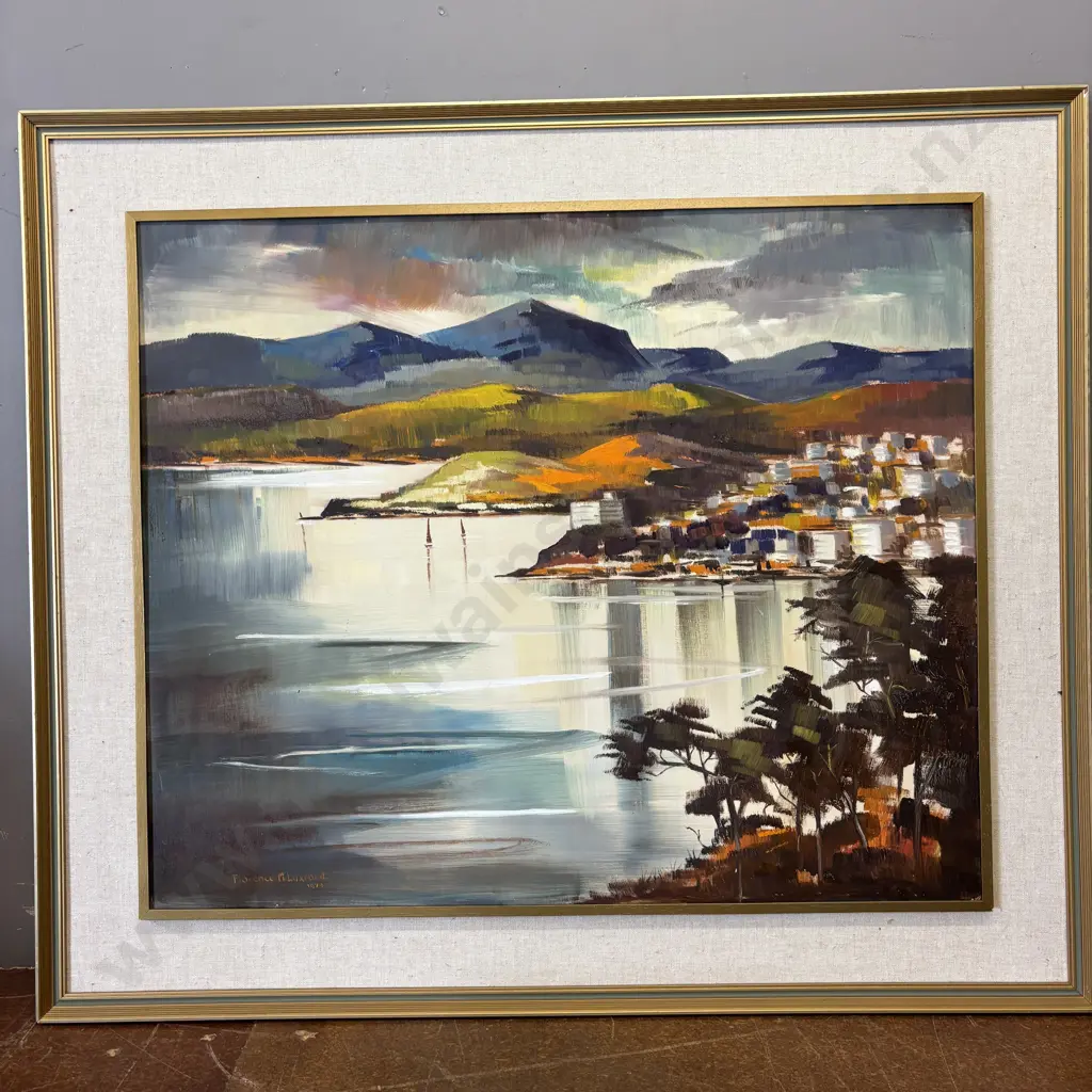 Framed and mounted Original Artwork on Board. Signed Florence M. Luxford 1974. Coastal Scene. 96x83cm incl frame Image 1++