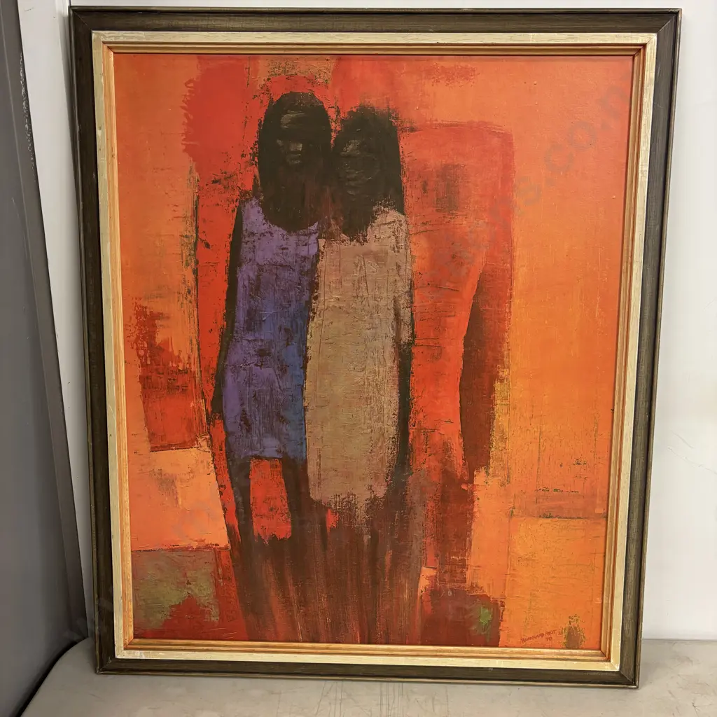 Framed Bernhard Rust Print titled "Two Girls". 68 x 58cm Image 1++